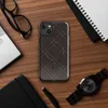 Glossy Dark Diamond Quilted Leather MagSafe Tough Case for iPhone — diagonal diamond quilted pattern in deep espresso brown
