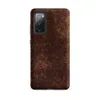Matte Worn Leather Tough Case for Samsung — distressed vintage leather texture in deep mahogany and tan with cracked