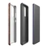 Glossy Worn Leather Tough Case for Samsung — distressed vintage leather texture in deep mahogany and tan with cracked