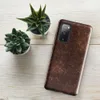 Glossy Worn Leather Tough Case for Samsung — distressed vintage leather texture in deep mahogany and tan with cracked