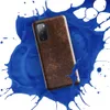 Glossy Worn Leather Tough Case for Samsung — distressed vintage leather texture in deep mahogany and tan with cracked