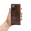 Glossy Worn Leather Tough Case for Samsung — distressed vintage leather texture in deep mahogany and tan with cracked