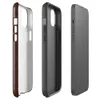 Glossy Worn Leather Legacy MagSafe Tough Case for iPhone — distressed leather surface in deep mahogany with cracked amber