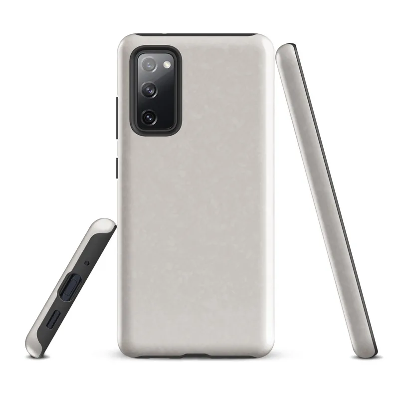 Glossy Clean Slate Minimal Tough Case for Samsung — smooth warm gray surface with subtle organic noise texture and soft