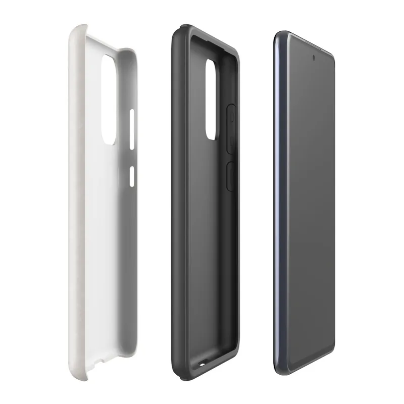 Glossy Clean Slate Minimal Tough Case for Samsung — smooth warm gray surface with subtle organic noise texture and soft