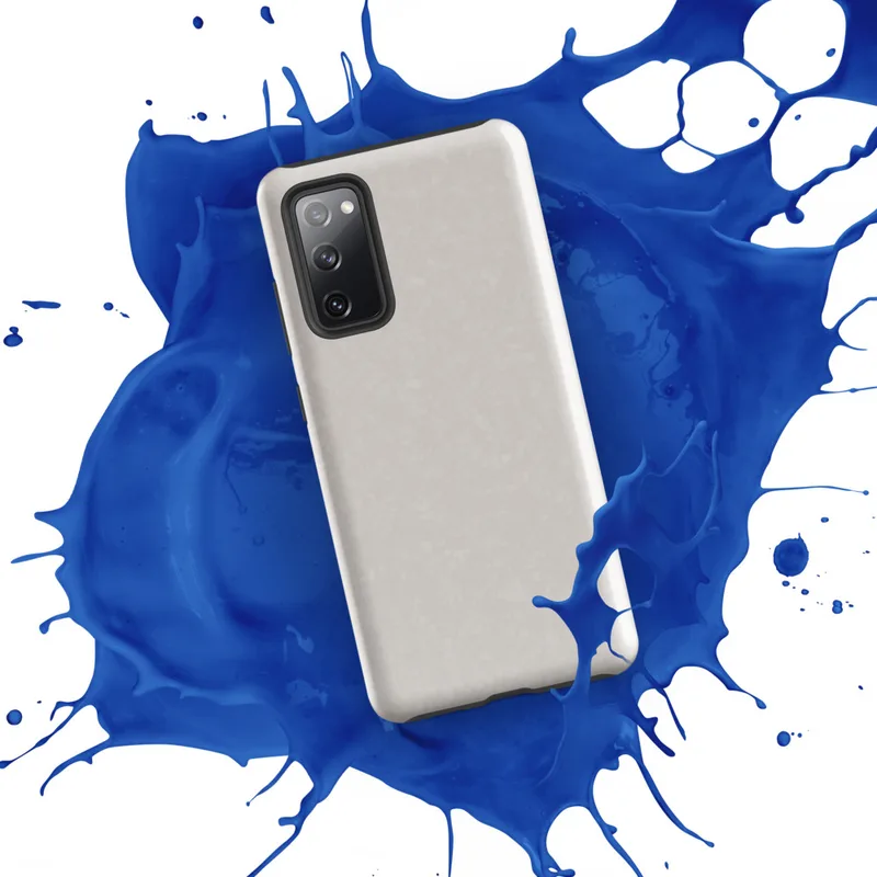 Glossy Clean Slate Minimal Tough Case for Samsung — smooth warm gray surface with subtle organic noise texture and soft