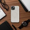 Glossy Classic Warm Gray Minimal MagSafe Tough Case for iPhone — smooth warm gray textured surface with subtle tonal