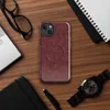 Glossy Crimson Knit Cozy MagSafe Tough Case for iPhone — close-up realistic red knitted wool sweater stitch pattern in deep