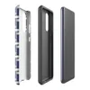 Glossy Steel Weave Navy Armor Tough Case for Samsung — interlaced basket-weave pattern of deep navy blue and brushed silver