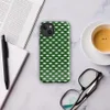 Glossy Grid Weave Green MagSafe Tough Case for iPhone — repeating woven basket-weave grid pattern in deep forest green