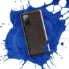 Glossy Woven Rattan Tough Case for Samsung — close-up woven basketweave pattern in deep chocolate brown with interlocking