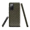Glossy Tactical Weave Armor Tough Case for Samsung — close-up woven basket texture in deep olive and warm khaki
