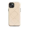 Glossy Delicate Cross Stitch Lattice MagSafe Tough Case for iPhone — repeating diamond lattice of grey dashed lines
