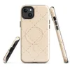 Glossy Delicate Cross Stitch Lattice MagSafe Tough Case for iPhone — repeating diamond lattice of grey dashed lines