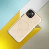 Glossy Delicate Cross Stitch Lattice MagSafe Tough Case for iPhone — repeating diamond lattice of grey dashed lines