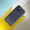 Glossy Navy Quilted Stitch MagSafe Tough Case for iPhone — diagonal diamond grid of white dashed stitch lines and small