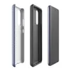 Glossy Navy Twill Diagonal Stripe Tough Case for Samsung — close-up diagonal twill weave pattern in deep navy and light blue