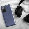 Glossy Navy Twill Diagonal Stripe Tough Case for Samsung — close-up diagonal twill weave pattern in deep navy and light blue