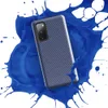 Glossy Navy Twill Diagonal Stripe Tough Case for Samsung — close-up diagonal twill weave pattern in deep navy and light blue