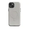 Glossy Stone Linen Texture MagSafe Tough Case for iPhone — soft grey crinkled linen textile texture with subtle natural