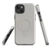 Glossy Stone Linen Texture MagSafe Tough Case for iPhone — soft grey crinkled linen textile texture with subtle natural