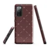 Glossy Crimson Cross Stitch Tough Case for Samsung — repeating white cross stitch marks and diagonal dashes on a deep
