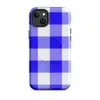 Glossy Classic Blue Gingham Check MagSafe Tough Case for iPhone — bold cobalt blue and white gingham check pattern