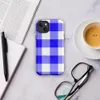 Glossy Classic Blue Gingham Check MagSafe Tough Case for iPhone — bold cobalt blue and white gingham check pattern