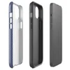 Glossy Navy Twill Weave Classic MagSafe Tough Case for iPhone — diagonal twill weave textile pattern in deep navy blue