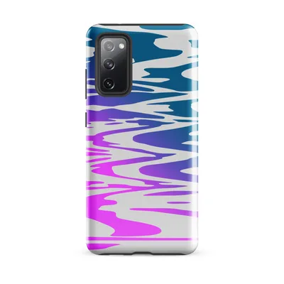 rippling water waves in a teal to violet to hot pink gradient on an off-white background in flat graphic style on Glossy Neon Tide Wave Ripple Tough Case for Samsung - default - Front view