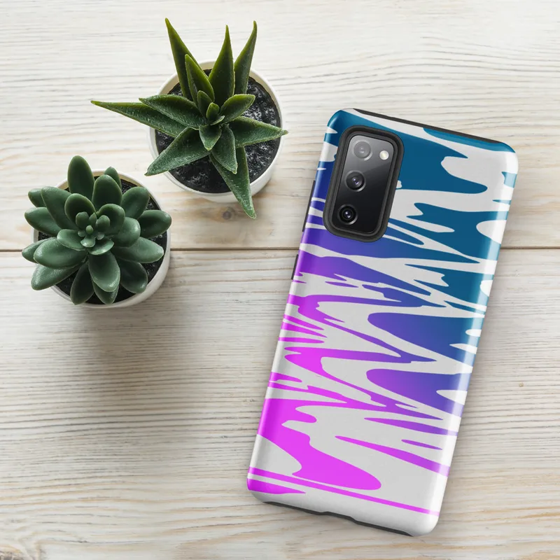 Glossy Neon Tide Wave Ripple Tough Case for Samsung — rippling water waves in a teal to violet to hot pink gradient