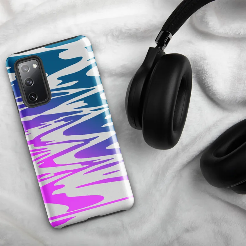 Glossy Neon Tide Wave Ripple Tough Case for Samsung — rippling water waves in a teal to violet to hot pink gradient