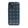 Glossy Solar Grid Power MagSafe Tough Case for iPhone — close-up repeating pattern of deep navy blue monocrystalline solar