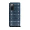 Glossy Solar Grid Power Tough Case for Samsung — close-up repeating grid of deep navy and teal solar panel cells with silver
