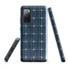 Glossy Solar Grid Power Tough Case for Samsung — close-up repeating grid of deep navy and teal solar panel cells with silver