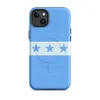 Matte Seven Stars Sky Blue MagSafe Tough Case for iPhone — seven blue five-pointed stars on a white horizontal band flanked