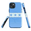 Glossy Seven Stars Sky Blue MagSafe Tough Case for iPhone — seven blue five-pointed stars on a white horizontal band flanked