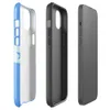 Glossy Seven Stars Sky Blue MagSafe Tough Case for iPhone — seven blue five-pointed stars on a white horizontal band flanked