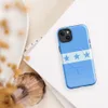 Glossy Seven Stars Sky Blue MagSafe Tough Case for iPhone — seven blue five-pointed stars on a white horizontal band flanked