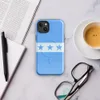 Glossy Seven Stars Sky Blue MagSafe Tough Case for iPhone — seven blue five-pointed stars on a white horizontal band flanked