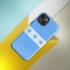 Glossy Seven Stars Sky Blue MagSafe Tough Case for iPhone — seven blue five-pointed stars on a white horizontal band flanked
