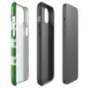 Glossy Green Stars and Stripes MagSafe Tough Case for iPhone — alternating deep forest green and soft mint horizontal