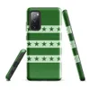 Glossy Green Star Stripes Tough Case for Samsung — rows of dark green five-pointed stars on pale sage horizontal stripes