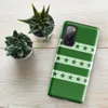 Glossy Green Star Stripes Tough Case for Samsung — rows of dark green five-pointed stars on pale sage horizontal stripes