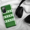 Glossy Green Star Stripes Tough Case for Samsung — rows of dark green five-pointed stars on pale sage horizontal stripes