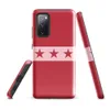 Glossy Red Star Band Tough Case for Samsung — seven dark red five-pointed stars in a horizontal row across a soft pink