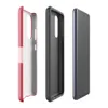 Glossy Red Star Band Tough Case for Samsung — seven dark red five-pointed stars in a horizontal row across a soft pink