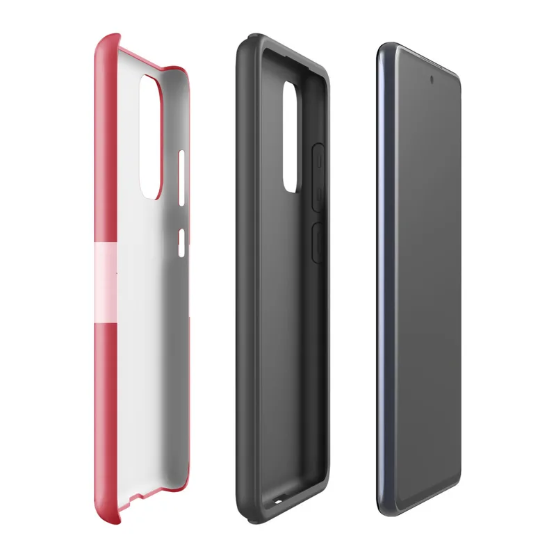 Glossy Red Star Band Tough Case for Samsung — seven dark red five-pointed stars in a horizontal row across a soft pink