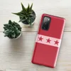 Glossy Red Star Band Tough Case for Samsung — seven dark red five-pointed stars in a horizontal row across a soft pink