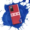 Glossy Red Star Band Tough Case for Samsung — seven dark red five-pointed stars in a horizontal row across a soft pink